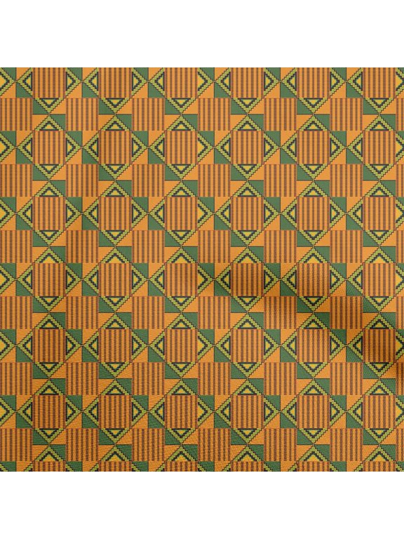 SilkTabbyOrangeFabricTribalDressMaterialFabricPrintFabricByTheYard42InchWide