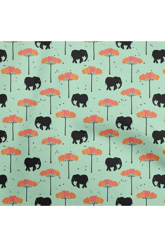ViscoseChiffonMintGreenFabricKidsAnimalSewingFabricByTheYardPrintedDiyClothingSewingSupplies42InchWide