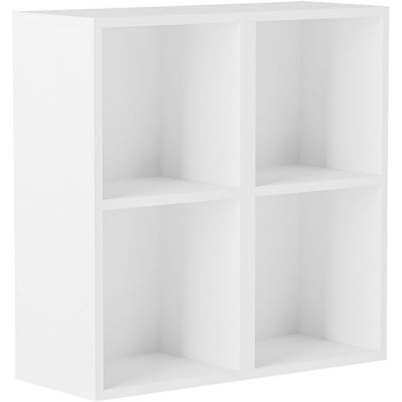 oneinmil 4 Cube Book Shelf 2-Tier 2 Pack Narrow Bookcase Storage Organizer Bookshelf DIY Bookshelves Display Rack Modern Corner Bookshelf CD for Home Office, Living Room White