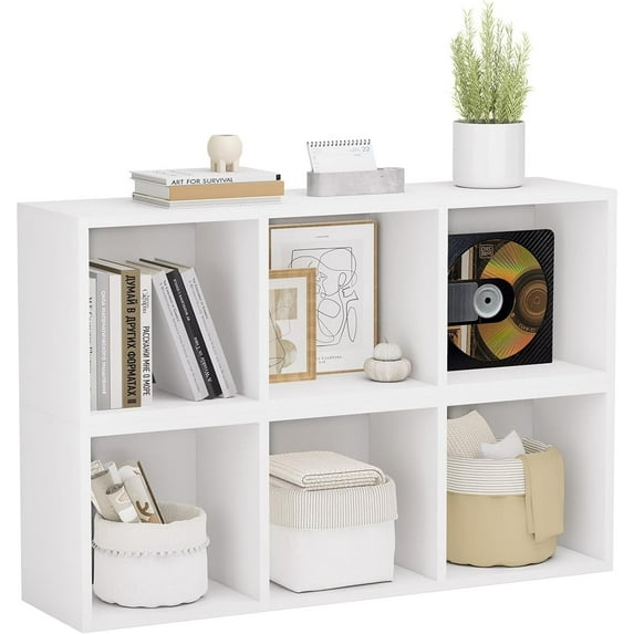 oneinmil 3-Tier Small Narrow Bookshelf Set of 2, Cube Display Rack, Modern Corner Bookshelf with Storage Space, CD Storage Cabinet for Home Office (White,2 Pack)