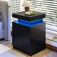 thumbnail image 1 of oneinmil Nightstand with Charging Station and LED Lights, Night Stand with Sliding Top Storage, Bedside Table with Drawer, Modern End Side Table for Bedroom, Black, 1 of 7