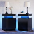 thumbnail image 1 of oneinmil Nightstand Set of 2 with LED Lights,Night Stand with Storage Cabinet for Bedroom,Bedside Table with LED, Black, 1 of 8