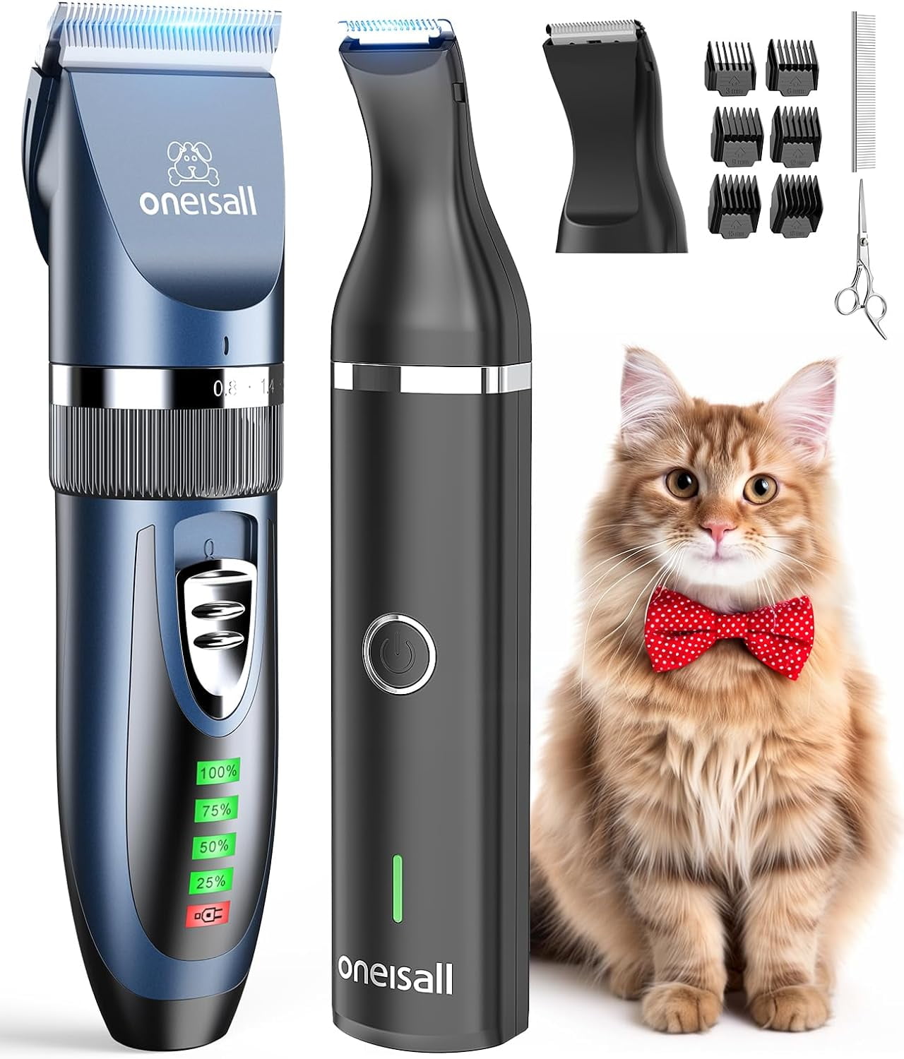 oneisall Cat Clippers for Matted Hair,3 in 1 Cat Grooming Kit,Quiet