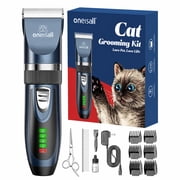 oneisall Dog Clippers 50db Low Noise, 2-Speed Quiet Dog Grooming Kit Rechargeable Cordless Pet Hair Clipper Trimmer Shaver for Small and Large Dogs Cats Animals - Navy