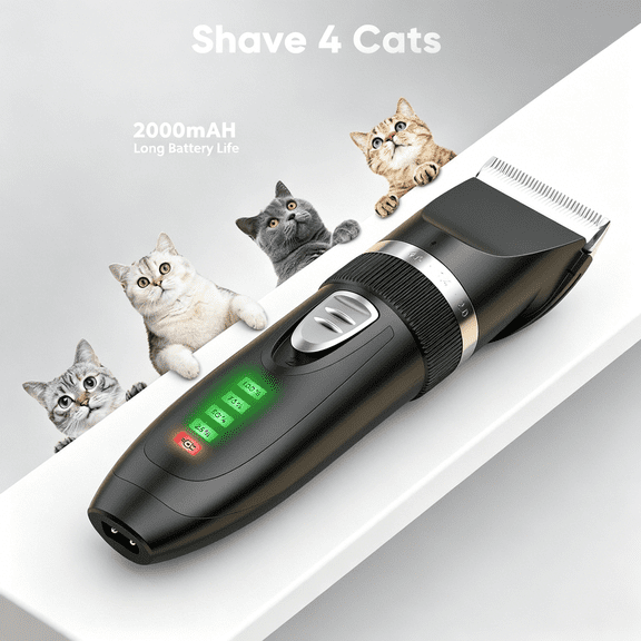 oneisall Quiet Cat Clippers for Matted & Long Hair, 2-Speed Cordless Pet Shaver Grooming Kit for Cats, Small Dogs & Animals (Blue)