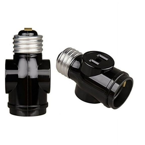 onite 2pcs e26 to 2 outlet light socket splitter adapter, black
