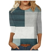 onlyliua 3/4 Sleeves Tops for Women, Blouses for Women Casual Womens Tops Tunic Cotton T Shirts Summer Blouse Ladies Tops and Blouses #5