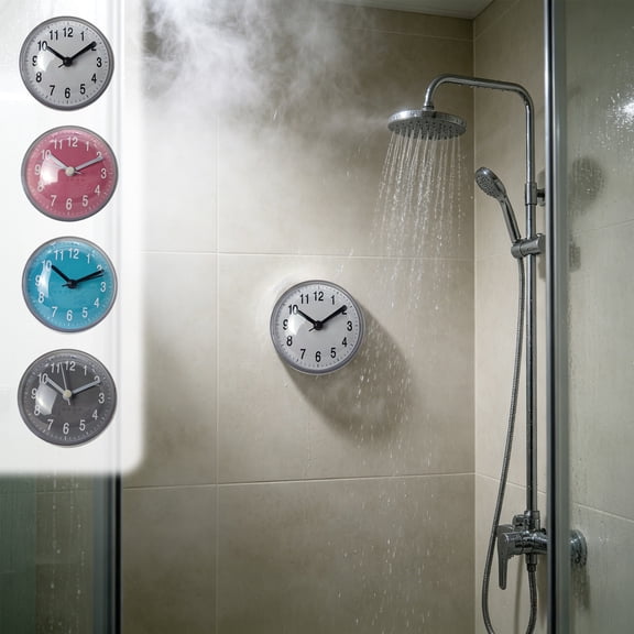 onlyliua 3 in Waterproof Suction Bathroom Clock Wall Mounted Quartz Timepiece Fog Resistant Shower Mirror Kitchen Suction Cup Water Proof Small Round Clock