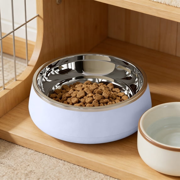 onlyliua 304 Stainless Steel Slow Feeder Pet Bowl Anti-Choke Non-Tip Raised Dog Cat Food Water Dish Dishwasher Safe Durable Rust-Resistant Design For Small To Medium Pets Slow Feeder Bowl
