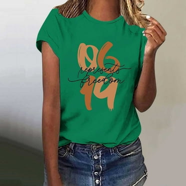 onlyliua 4th of July Shirts Independence Day Printed Top Short Sleeve Shirt Short Sleeve T-Shirt Summer New Women's Tops