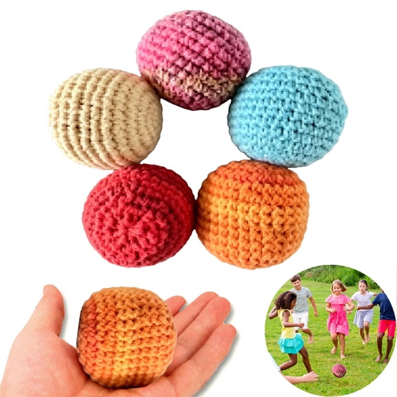 onlyliua 5Pack Handmade Knitted Juggling Sacks Woven Beanbags for Beginners Juggling Practice Coordination Training Durable Portable Circus Activity Classroom Recreation