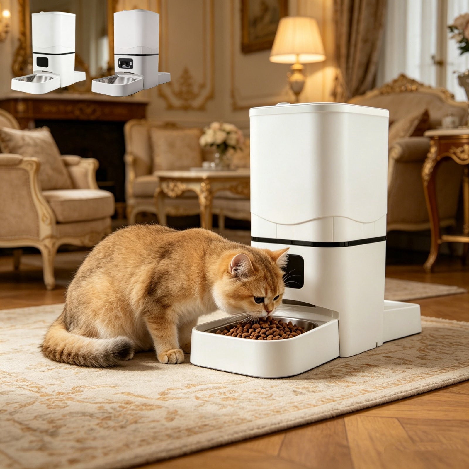 onlyliua 6L Double-Bowl Smart Pet Feeder For Dogs And Cats Automatic Dual Food Dispenser With Timer Portion Control App Remote Feeding Dual Trays Stainless Steel Bowls Multi-Pet Feeding Solution