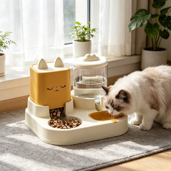 onlyliua Automatic Pet Feeder 2-In-1 Food And Water Dispenser Programmable Timer Portion Control Twin Bowl Design For Cats And Small Dogs Removable Trays Easy-Fill Reliable Feeding Solution Automatic