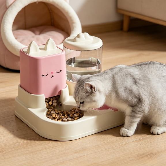 onlyliua Automatic Pet Feeder 2-In-1 Food And Water Dispenser Programmable Timer Portion Control Twin Bowl Design For Cats And Small Dogs Removable Trays Easy-Fill Reliable Feeding Solution Automatic