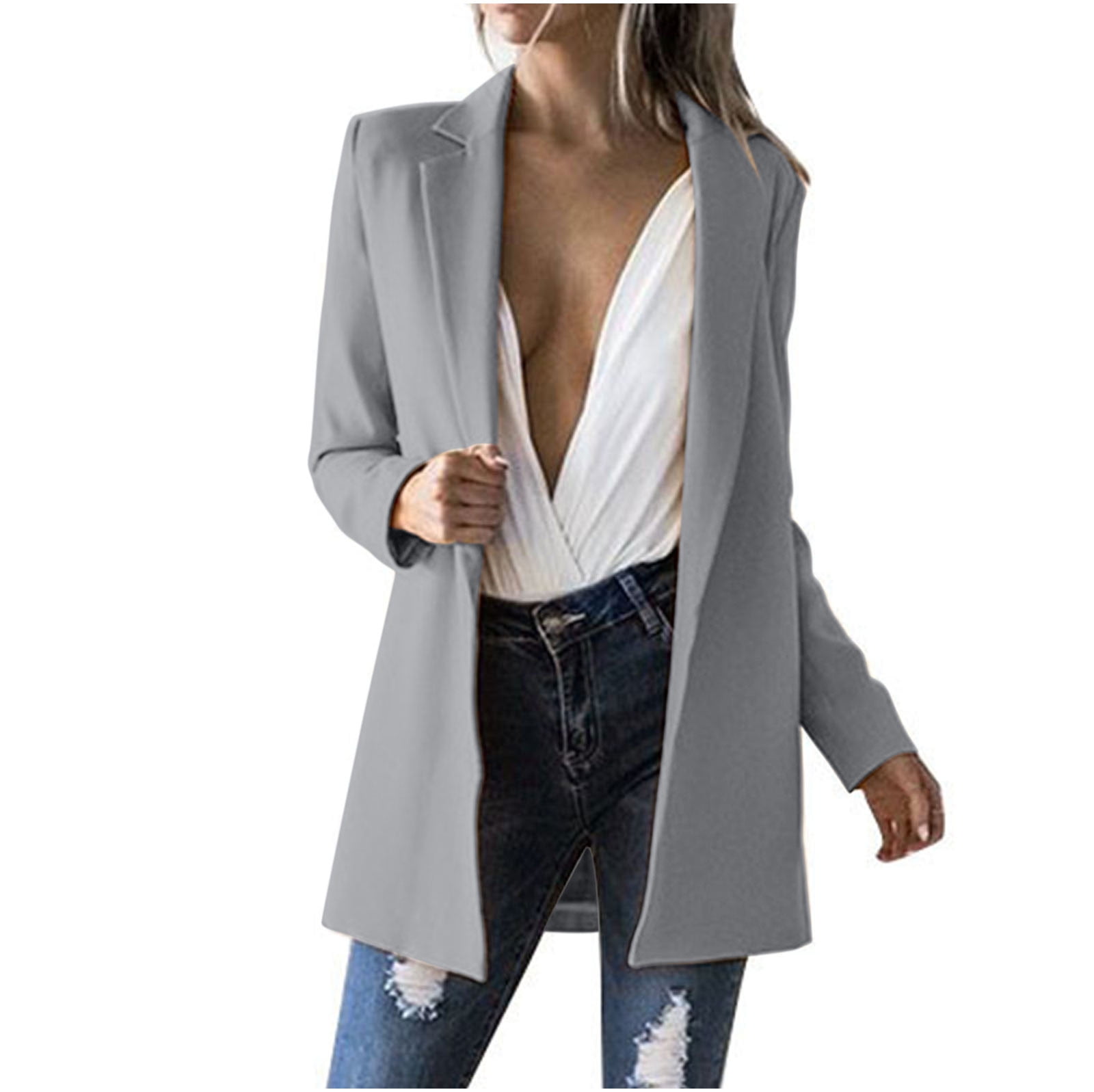 Women's Open Blazer With Textured Surface For Professionals
