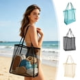 thumbnail image 1 of onlyliua Breathable Mesh Beach Tote Bag Large Capacity Transparent Net Shoulder Shopper Reusable Grocery and Travel Carryall Lightweight Washable Foldable for Pool Market and Vacation, 1 of 7