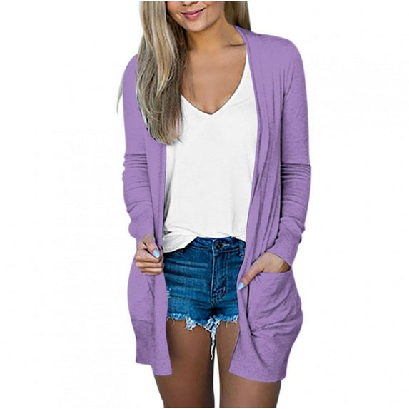 onlyliua Clearance Cardigans Women's Open Front Lightweight Fall Cardigan Casual Pocket Print Long Sleeve Cardigan Jacket Tops Cardigan Sweaters