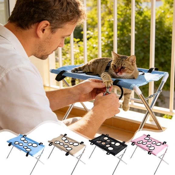 onlyliua Detachable Pet Grooming Bed And Hammock Bath Rack Anti-Scratch Anti-Bite Foldable Small Dog Workstation For Nail Trimming Bathing And Grooming Secure Padded Support For Home Groomer