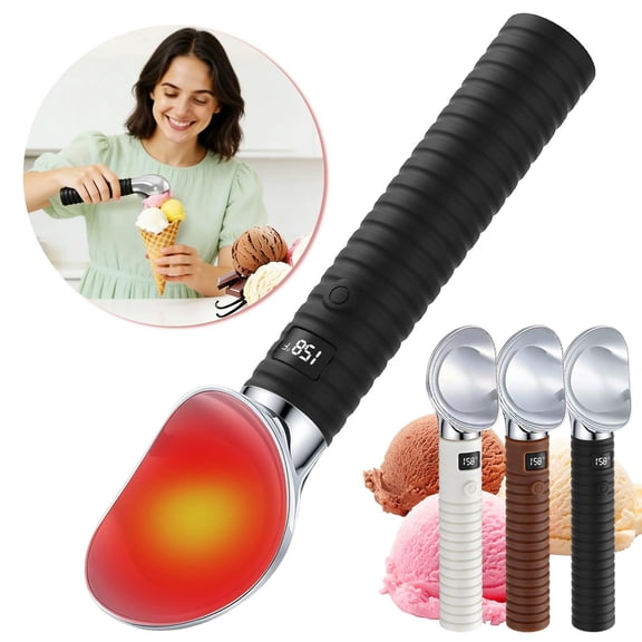 onlyliua Digital Display Heated Ice Cream Spoon Stainless Steel Thermo Spoon with Temperature Control Fast Melting Automatic Warm Spoon for Ice Cream Desserts