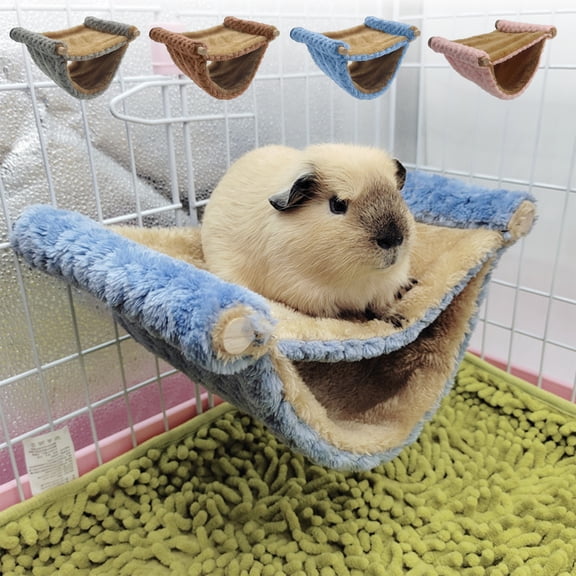onlyliua Double-Layer Small Pet Cage Hammock Hanging Warm Nest Soft Fleece Cozy Sleep Sack For Guinea Pigs Ferrets Squirrels Hamsters Rats Easy-Install Breathable Cage Bed Indoor Small Pet Nest