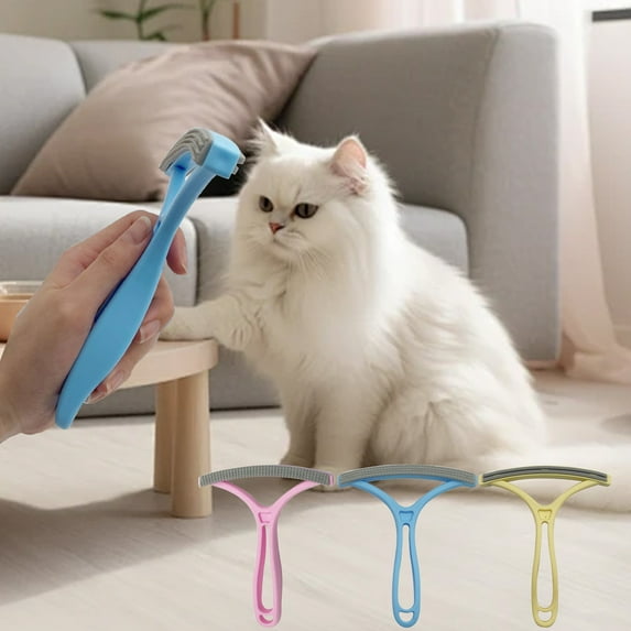 onlyliua Double-Sided Pet Hair Remover Comb Dual-Action Plastic Grooming Tool With Razor Edge And Bristle Side For Shedding Control Clothes Upholstery And Carpets Ergonomic Grip Washable Reusable Fur