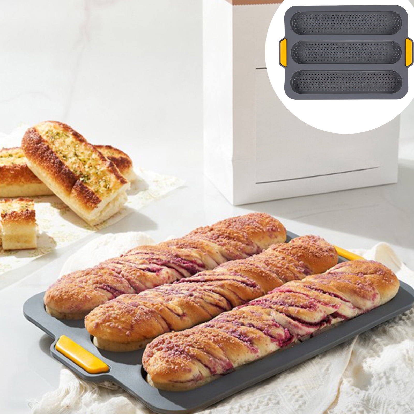 onlyliua Extra Large Silicone Molds, Three Grids Non Stick Baking Tray ...