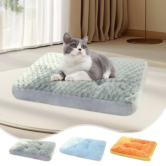 onlyliua Extra-Thick Deep-Sleep Pet Bed Pad 19.7x11.8 In Plush Insulated Mattress For Small To Medium Dogs And Cats Breathable Kennel Cushion Removable Washable Cover Pet Sleeping Mat