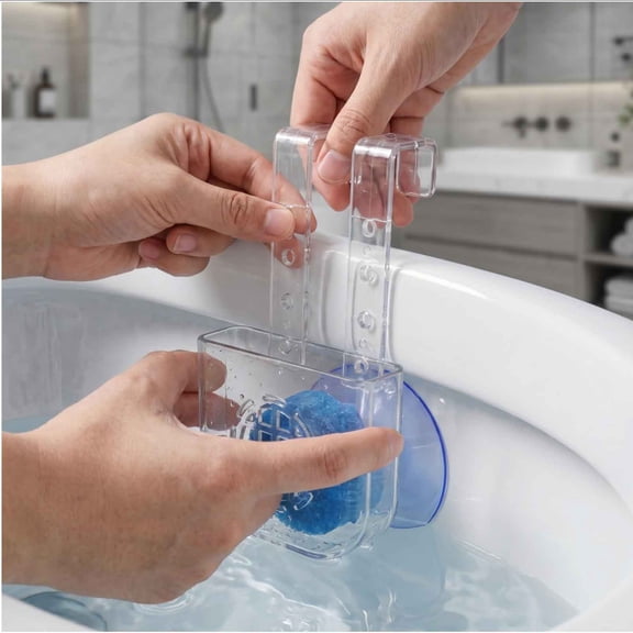 onlyliua Gifts Adjustable Toilet Tank Cleaning Sheet with Suction Cup Anti-Fouling Holder Transparent Design Easy Install Water-Safe Rim Bracket for Toilet Freshener and Cleaner