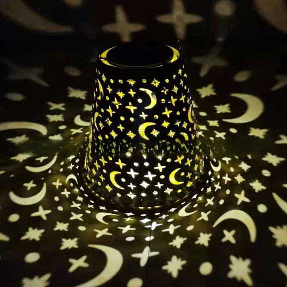 onlyliua Gifts Solar Projection Lantern Hanging Metal Cutout LED Waterproof Outdoor Patio Light Warm Glow Decorative Garden Lantern with Patterned Projection Perfect Gift for Yard Decor