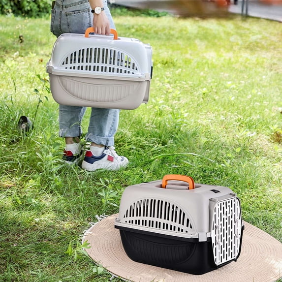 onlyliua Hard-Shell Airline Pet Travel Carrier Checked Box Hand-Carry Cat Crate With Ventilation Secure Latches Removable Cushion For Car And Air Travel Durable Transport Box For Cats