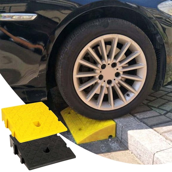 onlyliua Heavy‑Duty Rubber Car Curb Ramp Portable Wheel Slope Pad 9.8 x 10.6 x 4.3 in Non‑Slip Lightweight Vehicle Loading Ramp Easy Transport for Doorstep Thresholds