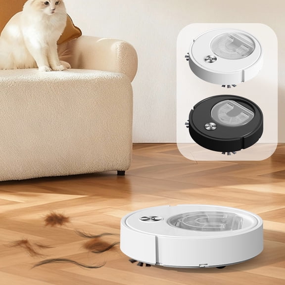 onlyliua Robotic Vacuum And Mop Pet Hair Cleaning Machine With Visible Dust Bin Charging Cable And Microfiber Mop Pad Quiet Powerful Suction Multi-Surface Floor Pet Hair Pickup Home Cleaning Robot