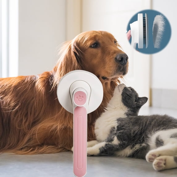 onlyliua Self-Cleaning Dematting Pet Comb Heavy-Duty Needle-Tooth Tool For Long And Short Coats Multi-Row Teeth Detangling De-Shedding One-Click Release Portable Grooming Tool For Dogs And Cats