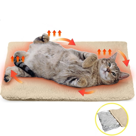 onlyliua Self-Warming Reflective Lined Pet Bed Mat Yellow Thermal Insulated Pad With Removable Heat-Storage Aluminum Foil Lining Washable Non-Slip Backing Extra-Warm Cozy Kennel Cushion For Cats Dogs