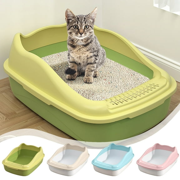 onlyliua Semi-Enclosed Cat Litter Box Anti-Splash Odor Control Open Front Deodorizing Pan With Easy-Clean Removable Tray Durable Plastic Kitty Toilet For Indoor Use Litter Box