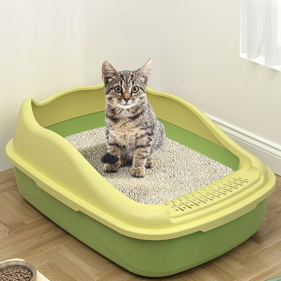 onlyliua Semi-Enclosed Cat Litter Box Anti-Splash Odor Control Open Front Deodorizing Pan With Easy-Clean Removable Tray Durable Plastic Kitty Toilet For Indoor Use Litter Box