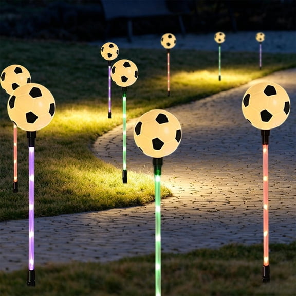 onlyliua Solar Ground Stake Soccer Light Outdoor LED Football Themed Yard Stake Solar Powered Decorative Pathway Light for Garden Patio Lawn Sports Party Decor
