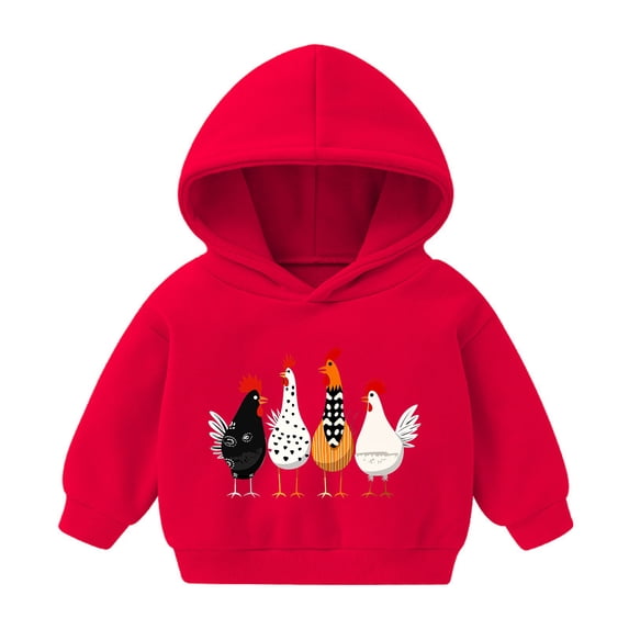 onlyliua Unisex Toddler Kids Chicken Print Hoodie, Thanksgiving Long Sleeve Pullover Sweatshirt for Boys Girls