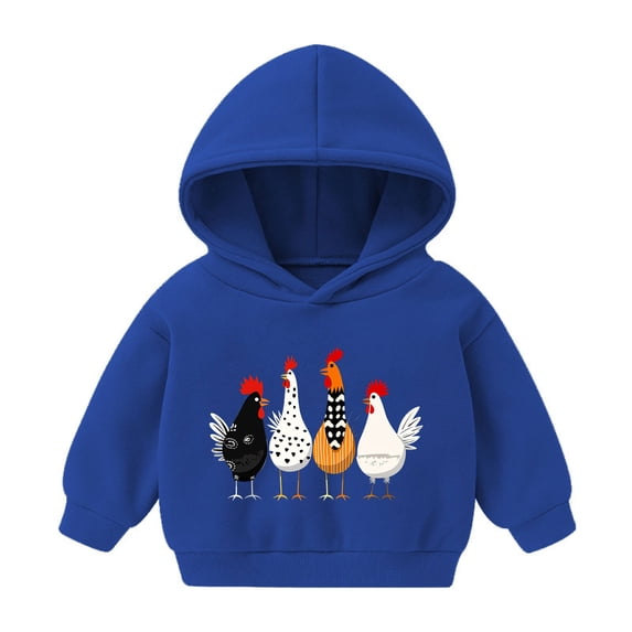 onlyliua Unisex Toddler Kids Chicken Print Hoodie, Thanksgiving Long Sleeve Pullover Sweatshirt for Boys Girls