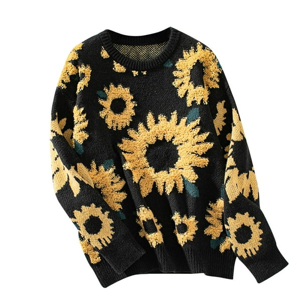 onlyliua Womans Sweaters Women Round Neck Print Fall and Winter Long Sleeve Pullover Fashion Sweater Womens Sweaters Fall