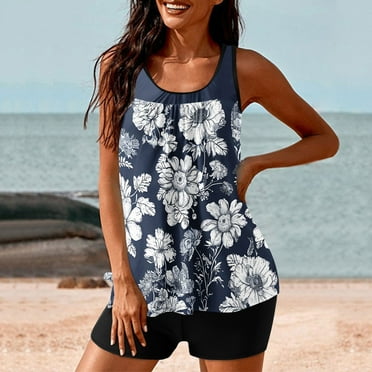 onlyliua Women Two Piece Swimsuits Tankini Swimsuits for Women 2 Piece Tummy Control Bathing Suits with Bottoms High Waist Plus Size Bathing Suits Tankinis Athletic Swimwear