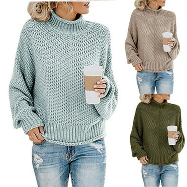 onlyliua Womens Sweaters Women's Casual Solid Tops Knitting Long Sleeves Pullover Sweater Women Sweaters Clearance