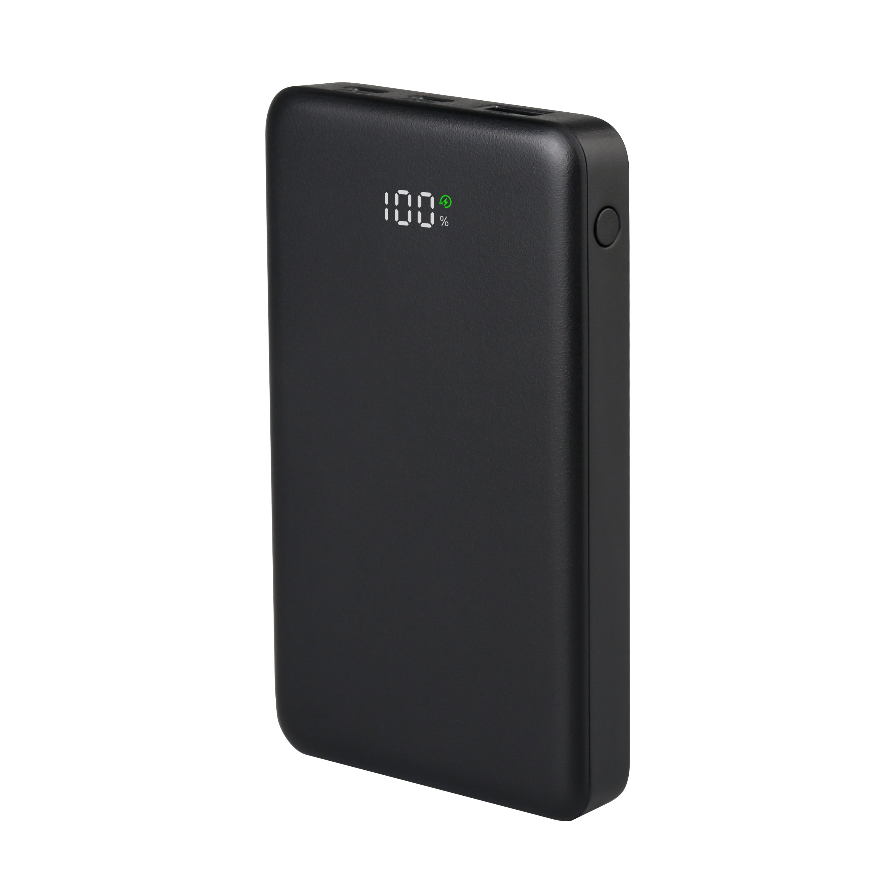 onn 10,000 mAh Portable Power Bank with Fast Charging Output (20W), Dual USB-C ports, USB port, LED Digital Display, Black - Compatible with iPhone, iPad, AirPods, Samsung Galaxy, Note, Pixel & More