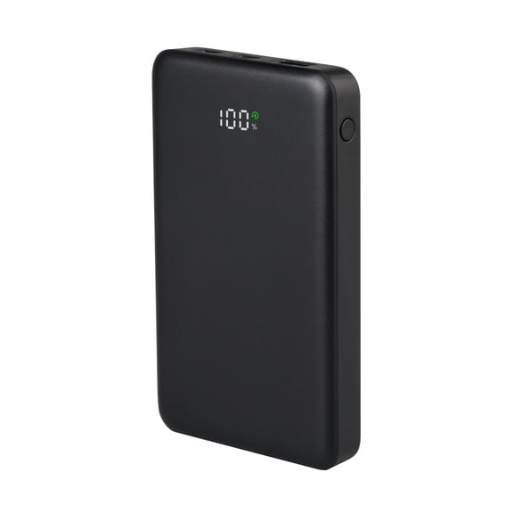 onn 10,000 mAh Portable Power Bank with Fast Charging Output (20W), Dual USB-C ports, USB port, LED Digital Display, Black - Compatible with iPhone, iPad, AirPods, Samsung Galaxy, Note, Pixel & More