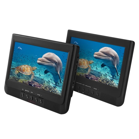 Onn 10" 1024p Dual Screen DVD Player with Digital Panel and 1024 x 600 Resolution, Black