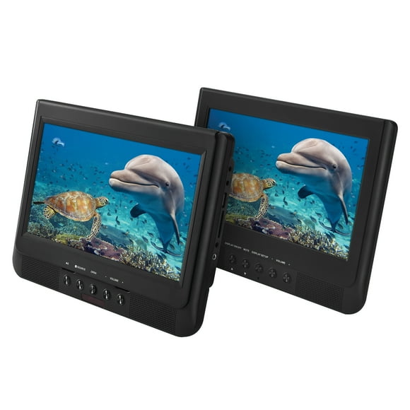 onn 10" 1024p Dual Screen DVD Player with Digital Panel, Black