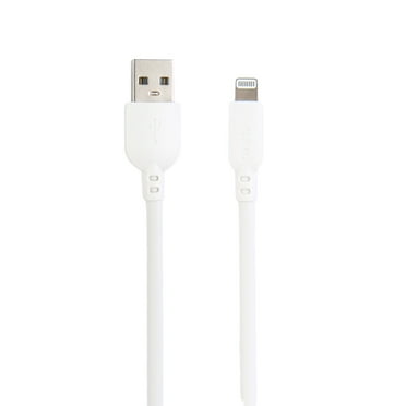 onn. Lightning to USB 10ft Charging Cable, MFI Certified, White, Compatible with iPhone 14/13/12/11/X/XR/XS/8/7/6/5, iPad, Airpods and more