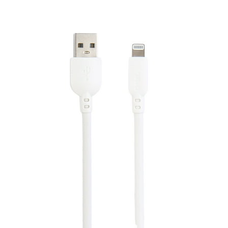 onn 10ft Lightning to USB-A Charging Cable, MFI Certified, White, Compatible with iPhone and iPad