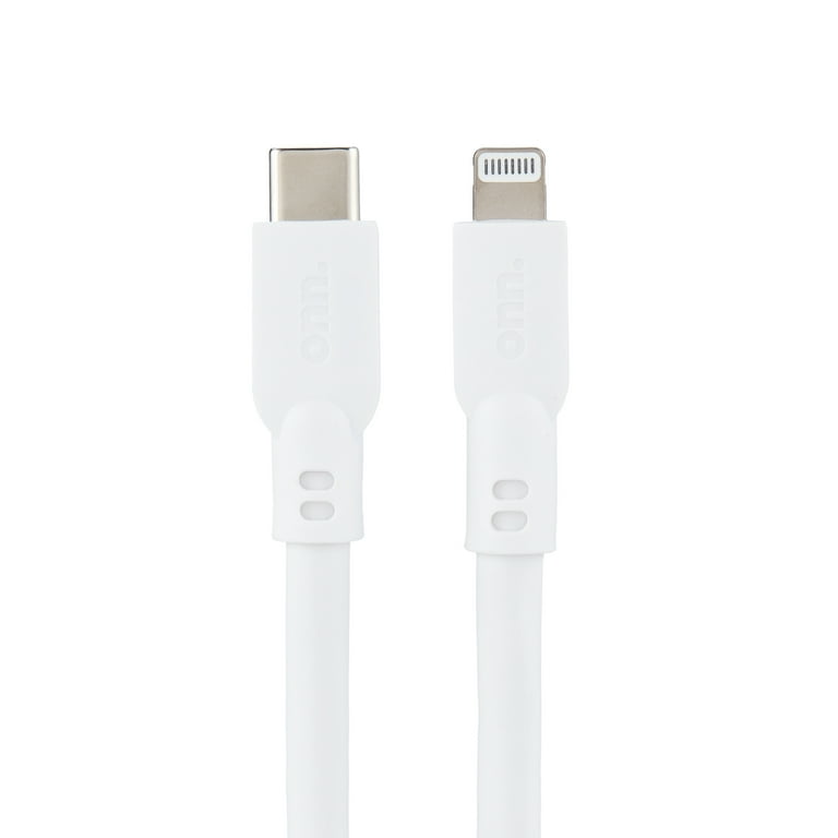 onn. 10' Lightning to USB-C Cable, White
