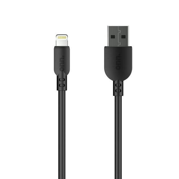 onn. 10' Lightning to USB Cable, Black